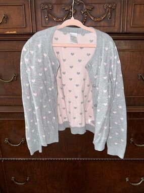 Nordstrom Grey Cardigan with Pink Heart Lining